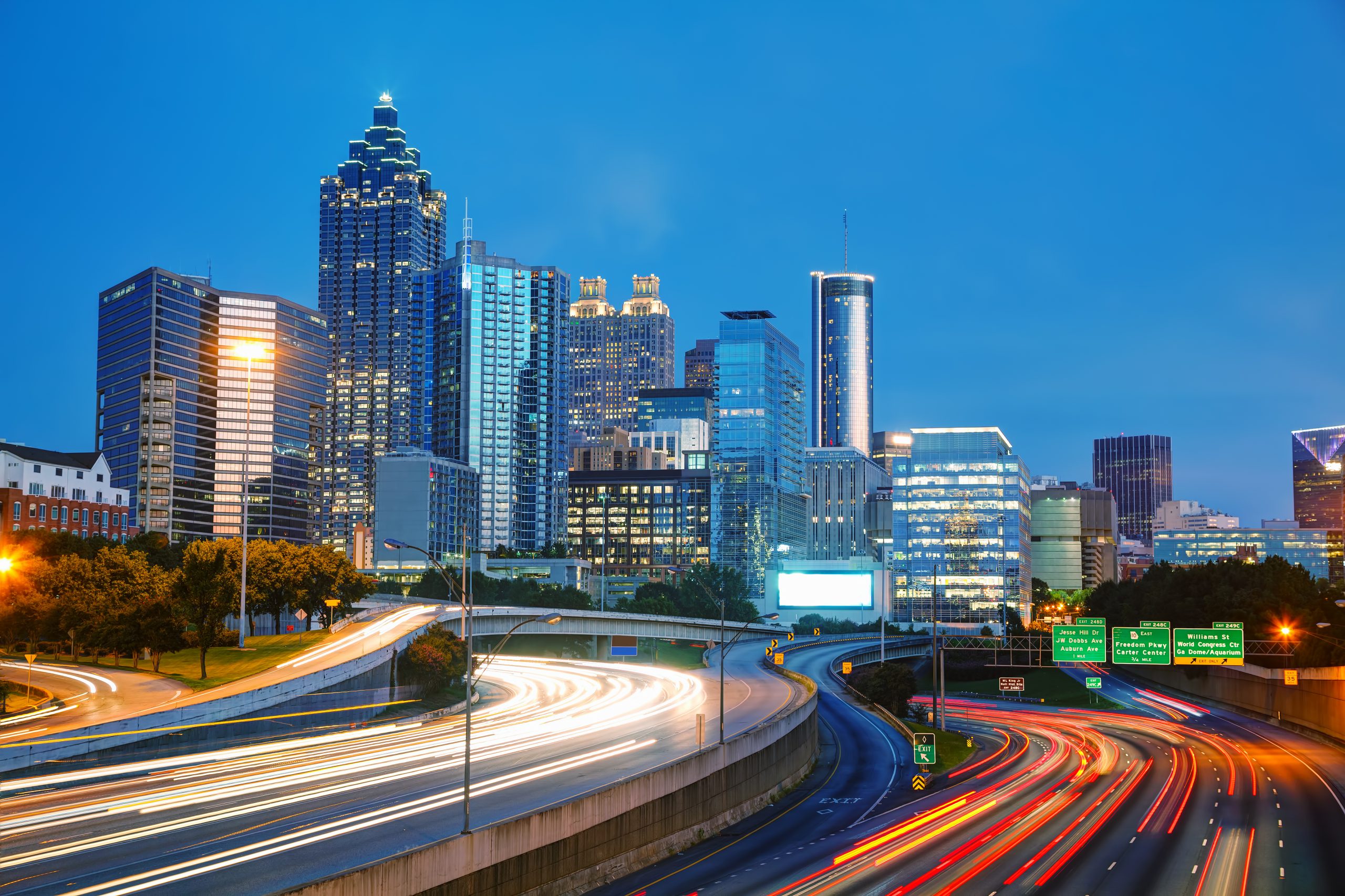 Downtown Atlanta, Georgia at the sunset time